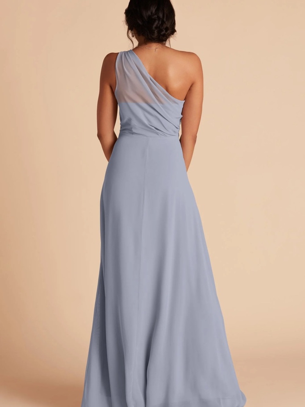 Birdy Grey “Kira Dress” One-Shoulder Dusty Blue Bridesmaid Gown - Picture 2 of 4